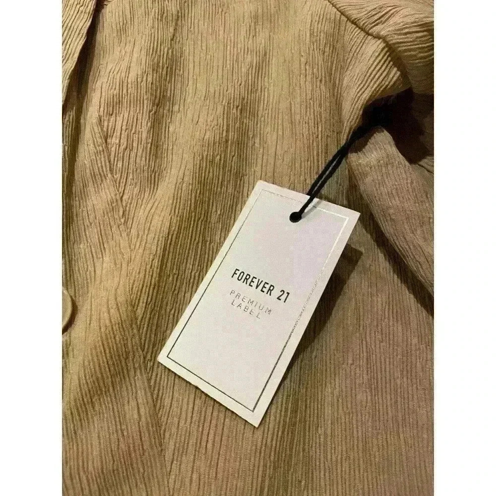 Forever 21 Plus Women Blazer Sz 3X Gold Tan Jacket Long Coat 3xl NWT Premium - Picture 4 of 5